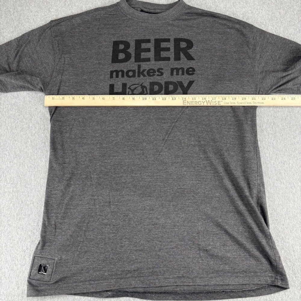 J America Pop Top T-Shirt Mens XL Beer Makes Me Hoppy Gray Graphic Bottle opener - Picture 6 of 11